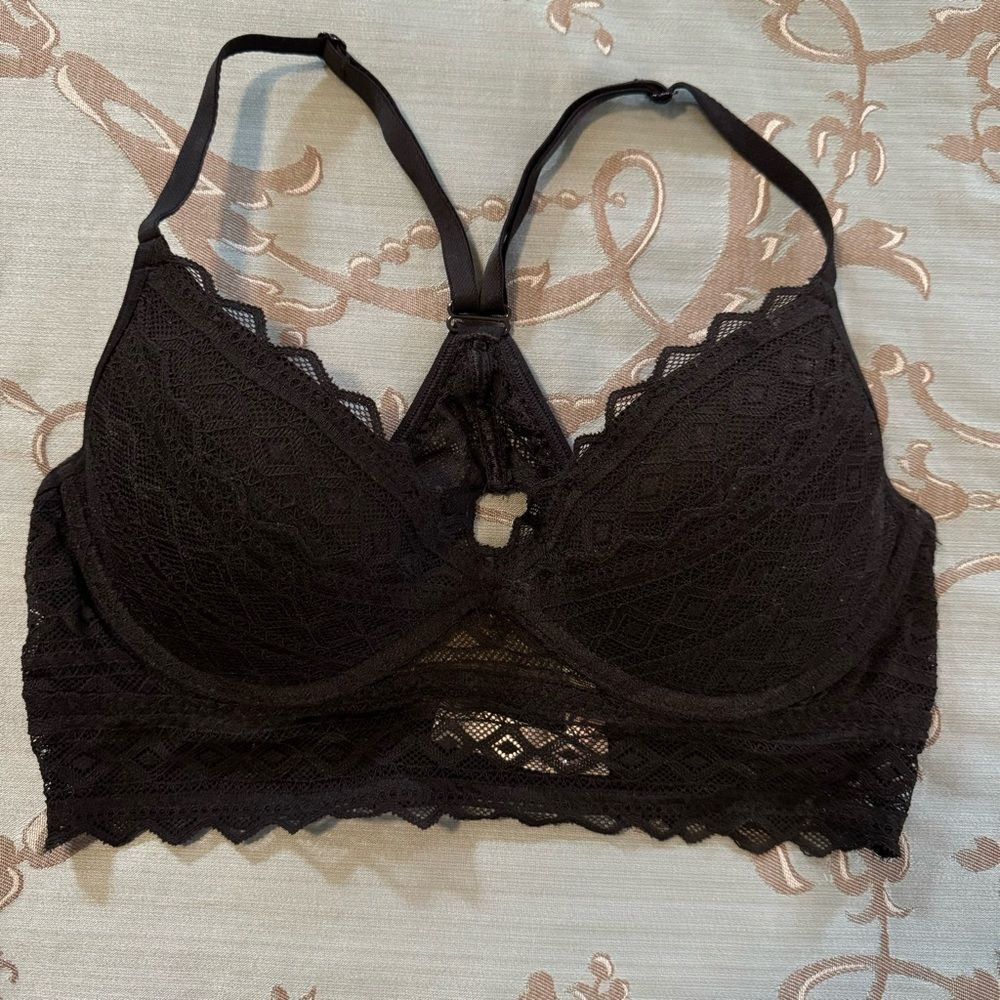 Victoria’s Secret PINK Black Lace Racerback Bralette Women Size Small